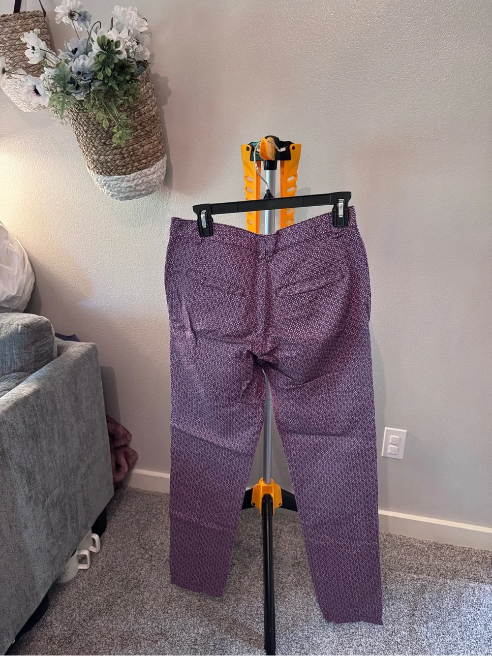 H&M Purple Printed Linen and Cotton Pants Size 8